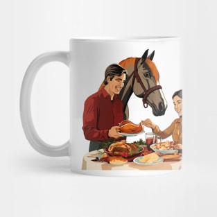 Couple And Horse Thanksgiving Dinner Mug